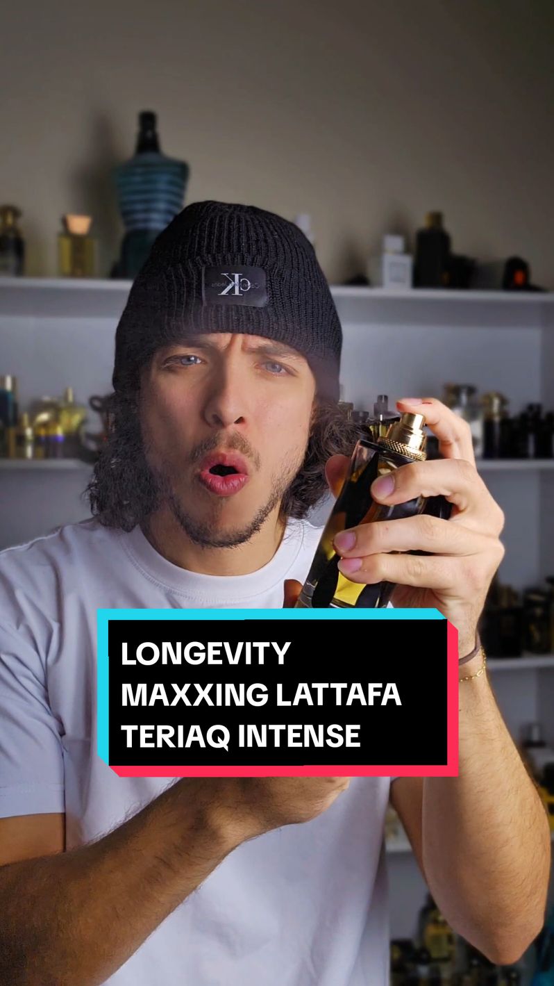 Teriaq Intense lasts 10 plus hours with a normal spray routine 😜 #fragrance #lattafa #asmr #fragrancetiktok #perfumetok #teriaqintense #perfume 
