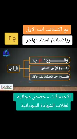 رياضيات استاذ مهاجر عبدالرحمن  الاحتمالات - العمليات الحسابية ج ٢  حصص ومراجعات مجانية  اكسلانت ومدارس الامتياز الخاصة 