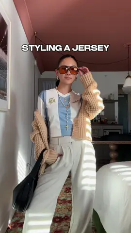 A perfect jersey deserves the perfect outfit. It's all in the details ✨  Thank you @adidas LA and @Classic Football Shirts LA for the new Argentina anniversary jersey! 🇦🇷⚽️🩵 #Soccer #football #OOTD #outfitinspo #fashion  