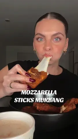 HOMEMADE NASHVILLE HOT MOZZARELLA STICKS ❤️‍🔥 THOSE CHEESE PULLS THOUGH!!!  Sorry in advance for the loud chewing—the cheese is super chewy and I should’ve turned my mic down lol  #nashvillehotmozzarellasticks #cheesepull #crispymukbang #homemademukbang #satisfyingfood #fypviral #hungry #viralmozzarellasticks #eating #foodasmr #crunchymukbang 