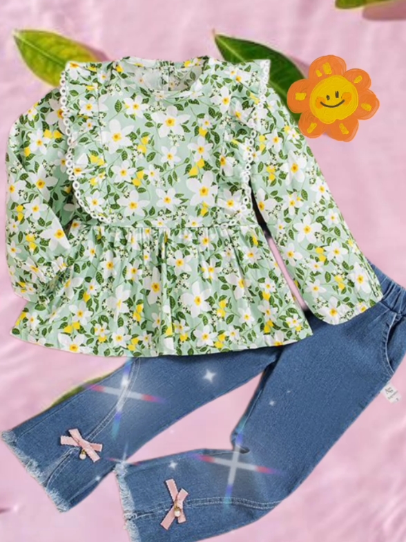 Angenius Setelan Baju Atasan Kemeja Lengan Panjang Anak Perempuan Katun Motif 0-Neck Renda Celana Jeans Panjang Rawis Pita Korean Style Turun harga menjadi Rp86.989! #setelananakcewek #setelan #bajuanakcewek #setelananak #setelananakmurah 