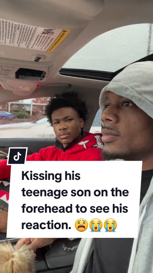 Kissing his teenage son on the forehead to see his reaction. 😫😭😭 He's had it up to here with you Myron! @Myron  🎥 @Myron  #fatherandson #fyp #fypシ #viralvideo #viraltiktok #funnyvideo #reaction #explore #prank #reels #fbreels 