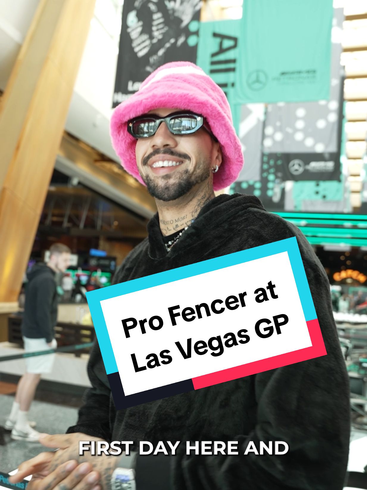 We hooked up with professional @fencer Miles Chamley-Watson in Las Vegas! 🏎️ He checked out the Mercedes F1 racing activation first. 🏁 #F1 #LasVegasGP 