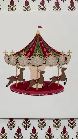 Replying to @barbie Thought of doing a reindeer carousel since Christmas is near! 🦌  #carousel #illustration #fyp #foryoupage #pattern #patterndesign #arttok #creativesmallbusiness #christmas #acrylicpainting #fairground #christmasart #christmaspainting 