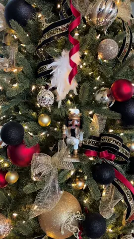 First tree of the season, Mosaic Templars Cultural Center. 12 foot tree, adorned in black, gold, and a splash of red. I love decorating for others.#elegantchristmastree #blacknutcracker #christmasdecoortips #christmas2025 #icantseethetree