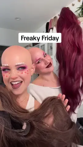 We finally got Freaky Friday masks!!!! WHATS YOUR OPINION ON THIS WEEKS LOOKS???  Emmy’s wig is from @thewigfairy  Alex’s wig is from @Zee.elle 