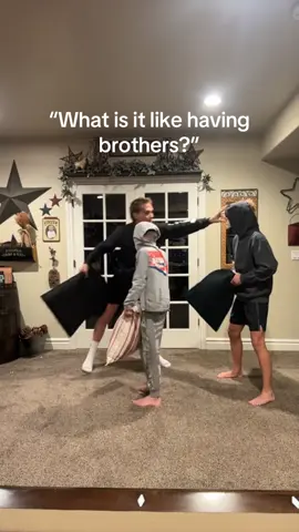 all youngest bros can relate to this (@MikeyMo) #pillowfight #brothers #combatsports #bros 