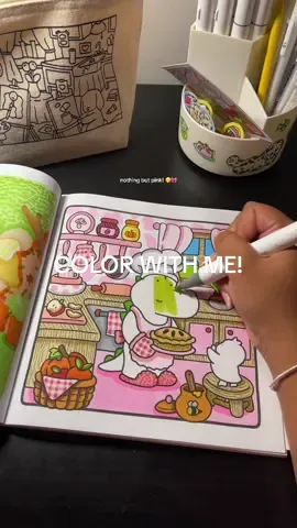 she likes pink, i guess! 🎀🐊 coloring book from @cocowyocoloring on amazon! 🤭 #colorwithme #coloring #color #coloringbook #cocowyo #cocowyocoloringbook 