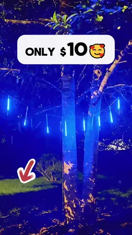 Solar Meteor Showering Christmas Lights. Can be used Outdoor and it is waterproof. 5m Meteor Shower Lights and 8 tubes in 1 set. #christmaslights #christmaslights #solarlights #lights #fyp #trending #tiktokaffiliate #blackfriday 