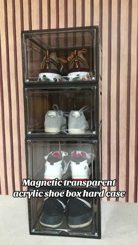 Magnetic transparent acrylic shoe box hard case foldable ,very simple to assemble matibay at maganda halatang super good quality👌🏻  kaya mag check out kana din ! #transparentshoeboxes #acrylicshoebox #foldableshoeboxorganizer #viral #foryoupage #fyp 
