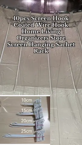 10pcs Screen Hook Coated Wire Hook Home Living Organizers Store Screen Hanging Sachet Rack