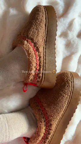 Newest cozy obsession 🧸 #cozyslippers #teddyslippers #sherpa #giftsforher #christmasgiftideas 
