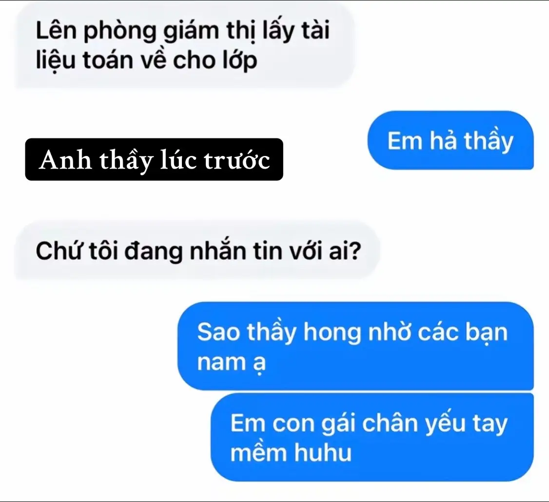 Thích cái cách anh ấy thay đổi cách xưng hô và cách nói chuyện vì mình. Ta nói lúc trước thầy ta khó gần lắm cả nhà ơi, lúc nào cũng lạnh lùng, kiểu khó tiếp xúc lắm. Mà được cái mã cũng đẹp troai nên học sinh nữ hồi đó mê cũng nhiều, cái dị anh ta càng lạnh lùng hơn. Tui phải quậy dữ lắm anh ta mới nhớ tên tui. Rồi từ từ chuyện gì đến cũng đến hehe. Bây giờ thì lạnh lùng với cả thế giới ngoài tui (Trừ người thân cụa thầy nhé). Thấy cũng tự hào, rất gì và này nọ đó he. 