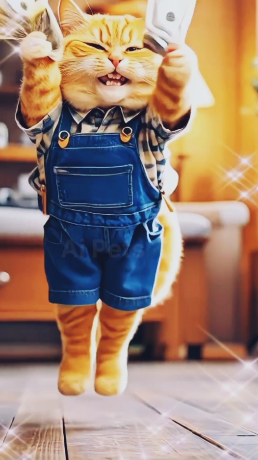Cute Cat Happy Mood 😁 Feeling Rich 🤑 #like #comment #share #follow #aipetshub #viral_video #foryou #foryoupage❤️❤️ #aicat 