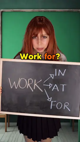 👩🏻‍🏫 Work in, at, for? Learn English with CORA❤️	  ✨Work in: Focuses on the environment, sector, or area of expertise. 	•	I work in finance. 	•	She works in an office. ✨Work at: Highlights the specific place or institution where you do your job. 	•	I work at a hospital. 	•	He works at Starbucks. ✨Work for: Emphasizes the person, company, or organization you are employed by. 	•	I work for Microsoft. 	•	She works for a non-profit. #english #learnenglish