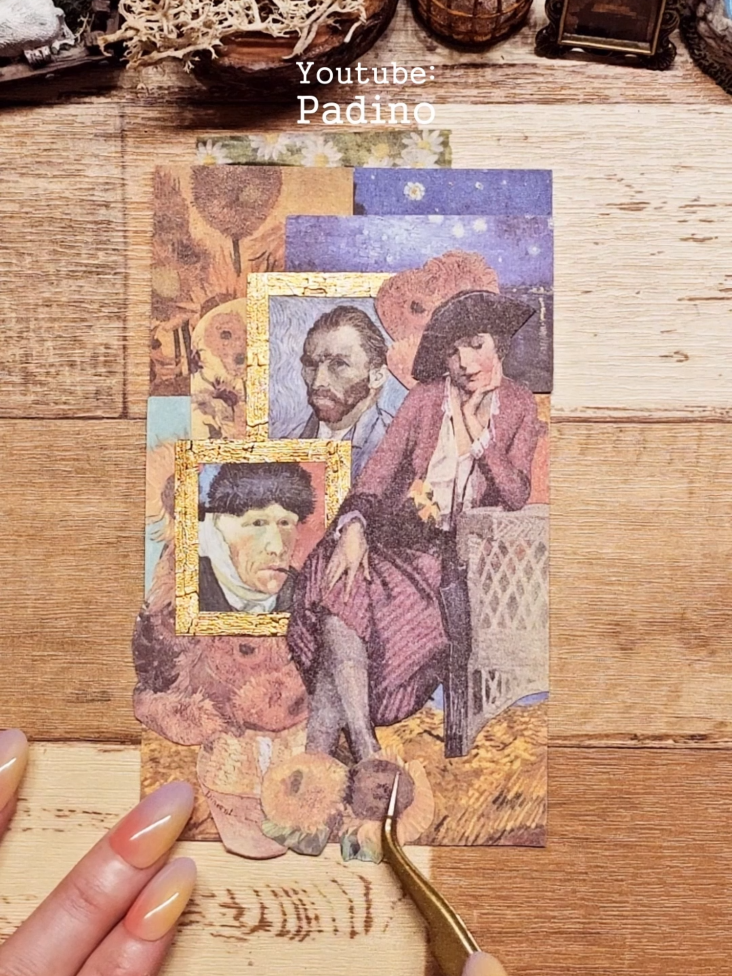 ASMR Aesthetic journaling Vincent Vangogh theme🖼️#masterpiece #famouspaintings #vintage #collage #artjournal #コラージュ #scrapbookingasmr #artandcraft #vincent Youtube: www.youtube.com/@padinostudio