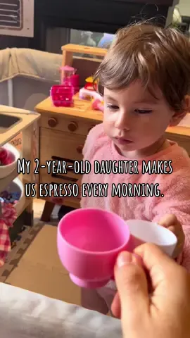 The sweetest little barista. ☕️ Happy National Espresso Day! #coffee #espresso #italian #toddler #kids #kidsoftiktok #cute #family #morning 