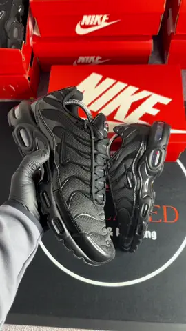 Nike Air Max Plus TN - “Triple Black” in stock now under RRP £ .  - Size 9 📦✅ • #niketns #fyp #getlaced #airmax #nike #viral #nikeairmaxplus #foryoupage #sneakerhead #trainers #nikeairmax #tns 