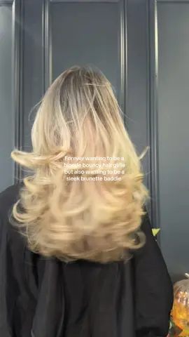 Why can we not be both?! #blondehair #brunettehair #sleekdarkhair #bouncyhair 