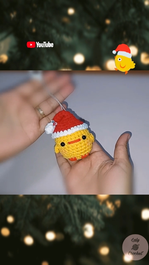 pollito navideño con gorro tejido  #crochet #amigurumi #pollito #navidad #ideacreativa 