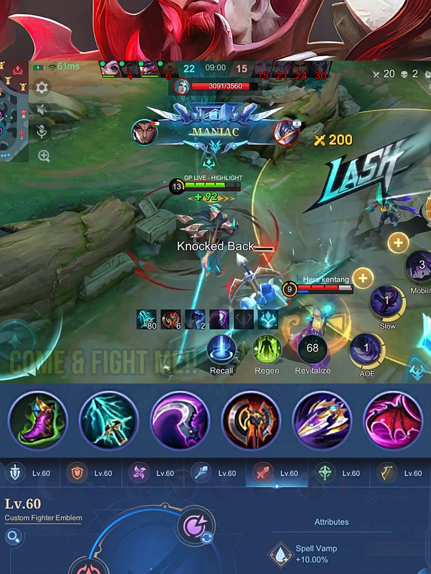 Come & Fight Me!! Maniac Yu Zhong Real Monster Offlaner (Part 6) - MLBB #gameplayproplayer #yuzhong #MLBB