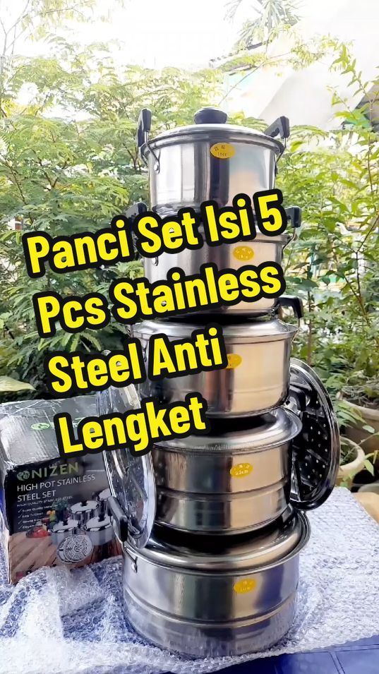 100ribuan dapat 5 pcs panci stainless lengkap kukusan #panci #panciset #pancistainless #panciantilengket #pancisetstainless #pancisetantilengket #pancisetstainlessantilengket #belilokal #cuantanpabatas #wibgajian 