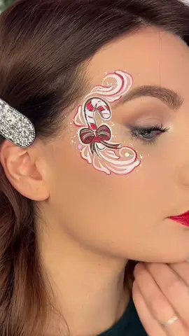 Pretty candy cane 🎀 #foryou #foryoupage #pourtoi #facepaintingideas #facepaint #facepainting #facepainter #christmas #noel #christmasdecor #ChristmasLook #christmasmakeup #candycane #facepaintmakeup #facepaintersoftiktok 
