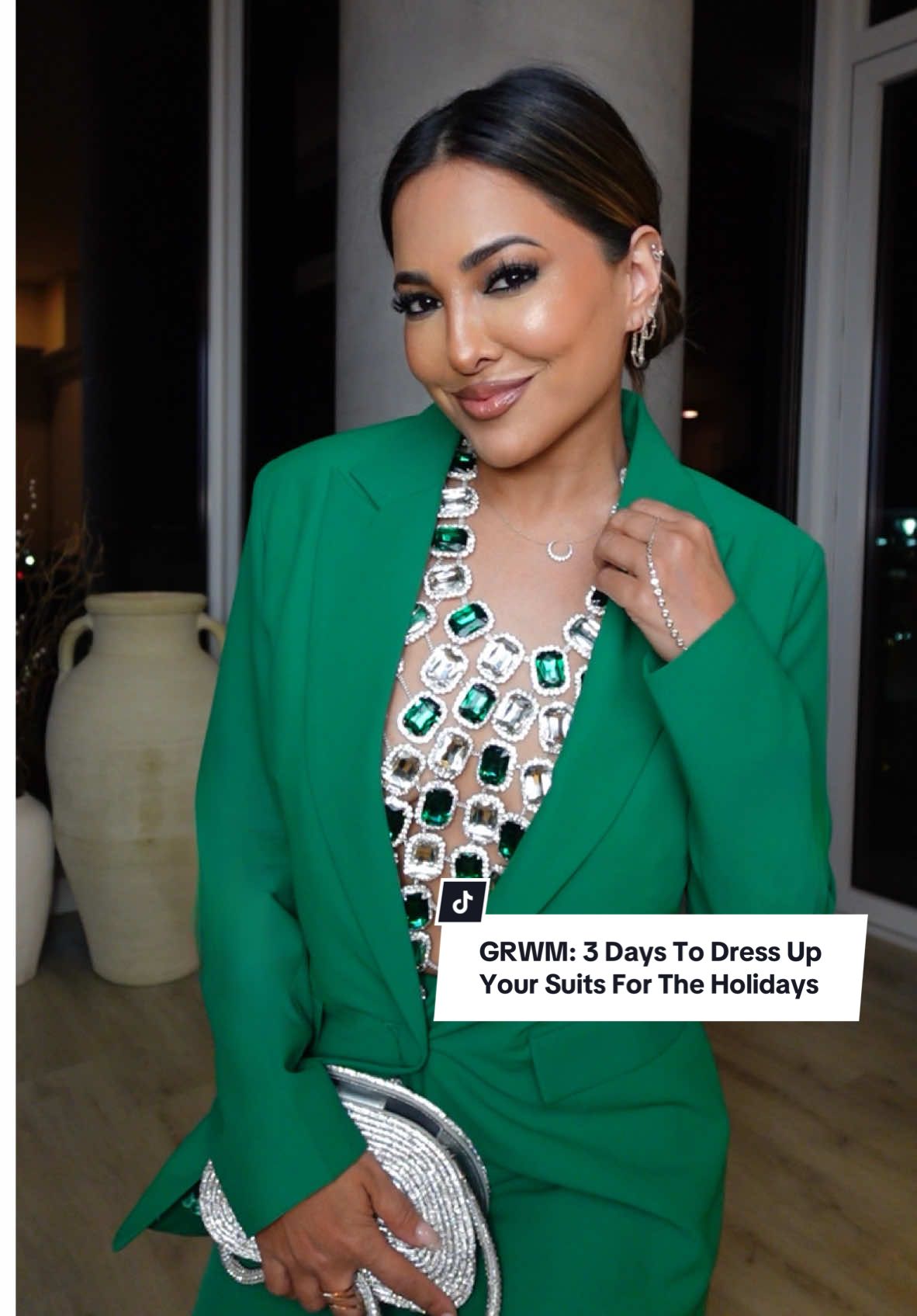 GRWM: 3 Days To Dress Up Your Suits For The Holidays ✨ #fyp #styleinspo  Style any of these 3 pieces with a red, green, or white suit for a stylish holiday look! & don’t forget to leave a little sparkle wherever you go… 🦋 Which statement piece 1-3 was your favorite!? Today’s affirmation: “I shine bright & never dim my light for anything, or anyone ” ✨ TAG someone who would love this & don’t forget to save the video to refer back to when styling • #todaysoutfit #outfit #fashion #styletips #outfitideas #grwm #fashionstyle #styling #foryourpage  Outfit Breakdown: suit   older but will be linking alternative options in green, red, and white 🤍 statement pieces — showpo + shopakira + cultgaia (in order) shoes — schutz 
