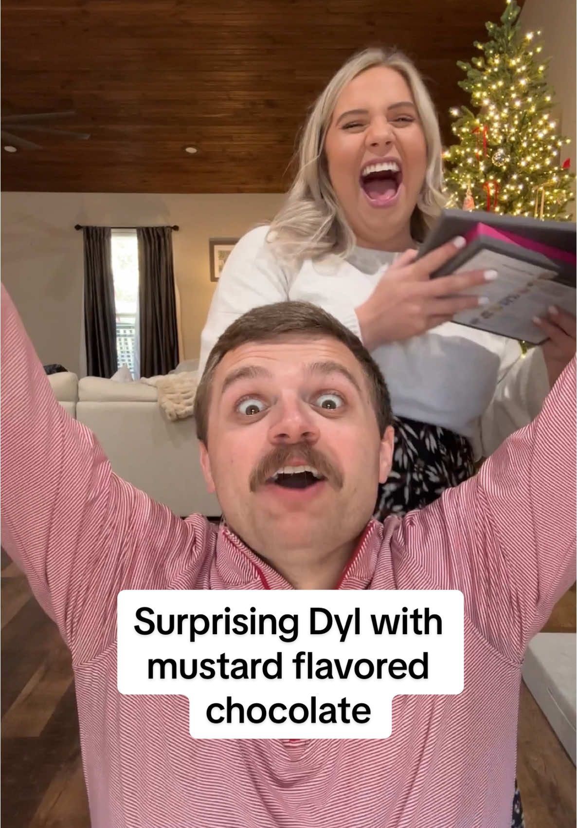I was not expecting it to taste like that! 😳 #shelbanddyl #mustard #chocolate #surprise #couples #relationships 