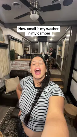 Pro tip on staying productive and saving space - use your washer as your hamper, once its full start the load of the laundry ☺️ Your laundry will alwys be done and you arent losing space but having a hamper with dirty clothes in it 😍 #tinyhome #tinyhouse #rvlife #rvliving #rvlifestyle 