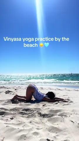 Vinyasa yoga by the beach.  : : : #vinyasayoga #beachyoga #fitinspo #foryoupageofficiall #beachbodyworkout #naturelover💚🕊 #fyp #foryoupage 