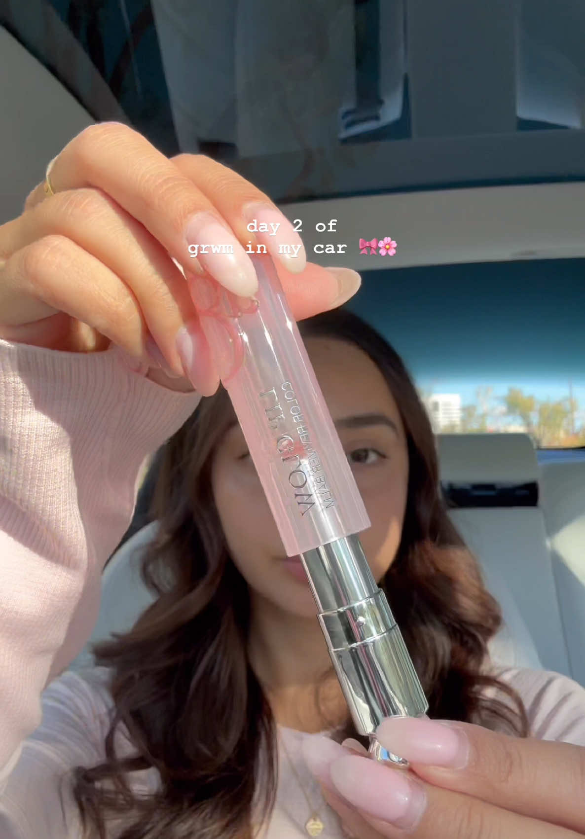 day 2 of grwm in my car 🎀🌸 had to do a quick & easy makeup routine today so I went with the lipstick doubling as blush trick 😇🫶🏼 #grwm #getreadywithme #car #beauty #skincare #aesthetic #beautybloggers #beautylover #beautyaddict #tesla #teslamodel3 #elonmusk #makeuplover #makeupaddict #makeupideas 