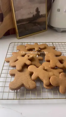 Soft Gingerbread Man Cookies 🧸 * 4 1/4 cups all-purpose flour * 1 teaspoons ground ginger * 3 teaspoons ground cinnamon * 1/2 teaspoon ground cloves * 1 1/2 teaspoon salt * 1 teaspoon baking soda * 1/2 cup unsalted butter, softened to room temp * 1 1/2 cup light brown sugar, packed * 1 large egg room temperature * 1/4 cup hot water * 2/3 cup blackstrap molasses Instructions  * Dry ingredients. Whisk the dry ingredients in a large bowl.  * Cream the butter and sugar. In a large bowl using a stand mixer fitted with a paddle attachment, beat the butter and brown sugar together until fluffy about 2-3 mins. Add the egg, molasses, and hot water, and then beat on high speed for another 1-2 minutes, until fluffy.  * Add the dry ingredients with the mixer running on low speed, gradually add the dry ingredients. Beat on low until combined.  * Chill the dough place dough on plastic wrap, flattening it out to form a disc. Wrap and chill for at least 2 hours or overnight.  * preheat the oven to 350°F. Line two large cookie sheets with parchment paper. Roll and cut the dough. Using a rolling pin, roll out one of the dough between two more pieces of parchment paper to 1/2-inch thick. Cut the cookies out using a gingerbread man cut out. Roll the scraps into a ball and re-roll and Repeat with the rest of the dough.   * Transfer the gingerbread man cookie dough to the prepared baking sheets. Bake for 10-12 mins, until the cookies are puffed and set around the edges and no longer glossy on top.  #gingerbreadcookies #gingerbreadman #gingerbreadrecipe 