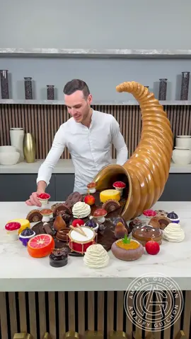 Chocolate Cornucopia!  The perfect holiday centerpiece!  #amauryguichon #chocolate #holiday 