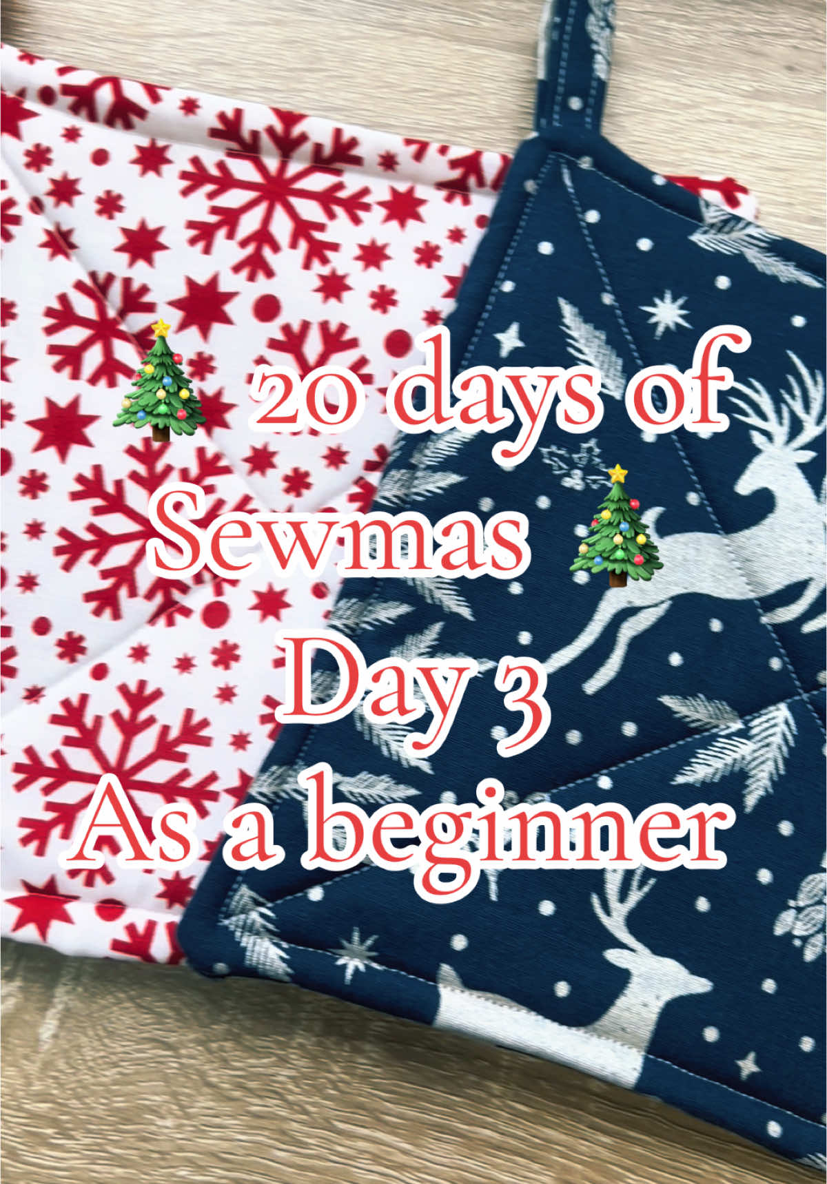 20 days of Sewmas Day 3 🎄 Today we made some festive “pot holders” to hang in the kitchen to feel a bit more festive in there! Perfect gift or for your yourself. Just check that you have got 100% cotton fabric and for resistant wadding/batting. Perfect for use with air fryers ❤️🎄 #sewmas #handmadechristmasgift #sewingtutorial #sewingpotholders #beginnersewing #christmasgiftideas 