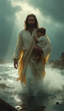 Part 3: Jesus Saves a Flooded City 🙏 Amidst a devastating flood, Jesús walked on water, rescuing the submerged, reviving the weak, and carrying the frail to safety. As the golden hour illuminated the flooded streets, he stood on a stone platform, his presence radiating hope and renewal. The waters calmed, the crowd whispered his name—Jesús, Иисус, Yesus—and softly echoed, 