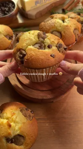 We made cookie dough muffins! The recipe is in our wbsite archersfood.com 🔎 cookie dough muffins #cookiedoughmuffins #cookiedough #muffin #FoodTok 
