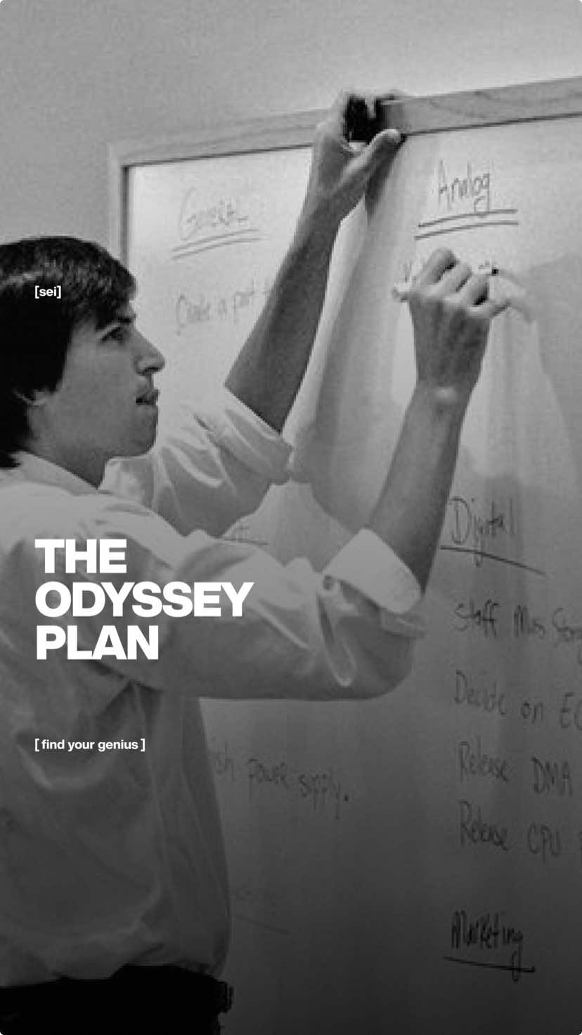 Stanford design experts created the Odyssey Plan to help you map out not one, but three potential life paths. Why? Because there’s rarely just one “right” path forward. Start by asking: 1️⃣ What would my life look like if I continue on my current trajectory? 2️⃣ What if I made a major pivot and chased a big dream? 3️⃣ What if I pursued something wild and unconventional? Visualize each plan in detail, then reflect on what excites you most. The key is not predicting the future, but designing one you  love. #sei #findyourgenius #future 