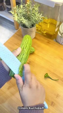 FOLLOW @noni.kurniasih Untuk Info Tips, Homedecor dan Cooking 🫶🏻 Pas VO ketawa terus inget ngupas pare ampe bersih, untung dalem pare nya gak ku masak sekalian 😂  Bumbu : • 5 Siung Bawang Merah (iris tipis) • 5 siung Bawang Putih • 1 Genggam Cabe  • 1/2 sdt Garam • 1/2 sdt Kaldu Ayam • 1/2 sdt MSG #masak #cooking #masakanrumahan #masakanindonesia #kitchen #pare #sayurpare 