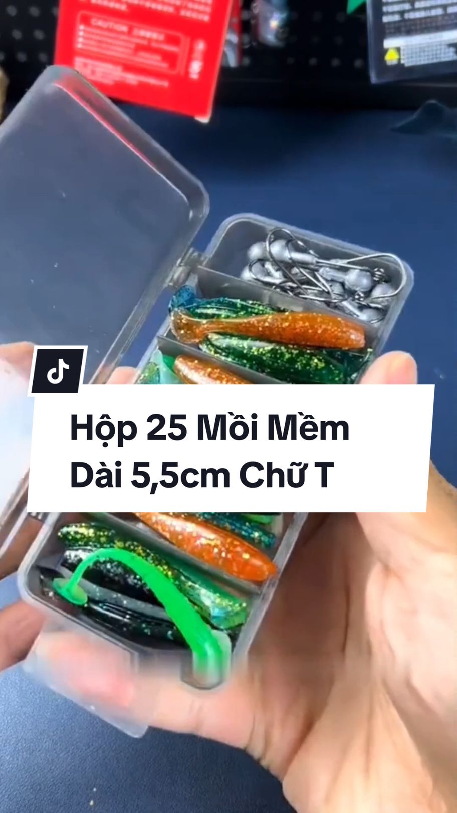 Hộp 25 Mồi Mềm Dài 5,5cm Chữ T #cauca #fishing #xuhuong 