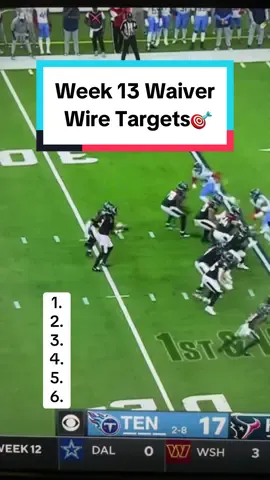 Week 13 Waiver Wire Targets🎯 #nfl #nflcontent #nflfootball #fantasyfootball #fantasycontent #fantasywaivers #waiverwire #week13 #nflconvo