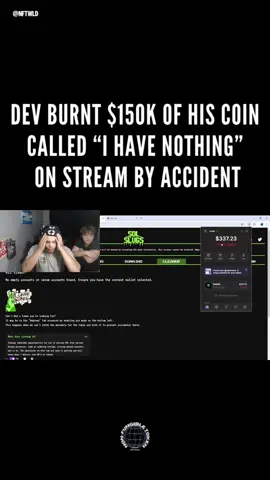 A TikToker called Dom The Troll created a coin called “I have nothing” and unfortunately accidentally burnt his whole supply whilst trying to burn a small amount live on stream.  Follow @nftwld for daily NFT updates & news.  #nftwld #nft #BTC #ETH #LUKSO #LYX #CRYPTO #art #cryptoart #artist #raredigitalart #ethereum #solana #sol #memecoins #meme #rugpull #pumpfun #pump.fun