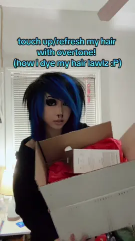 thank you so much @oVertone Color for these awesome products! ^w^ i’m in love with how vibrant and nourished they keep my hair! 🖤💙 #scene #2000s #scemo #scenehair #hairdye #hairtutorial 