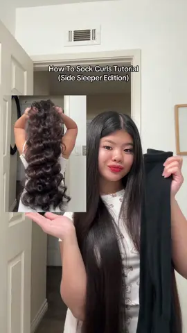 heatless sock curls for side sleepers #fyp #fypシ #hair #sockcurls #heatlesscurl #haircare 