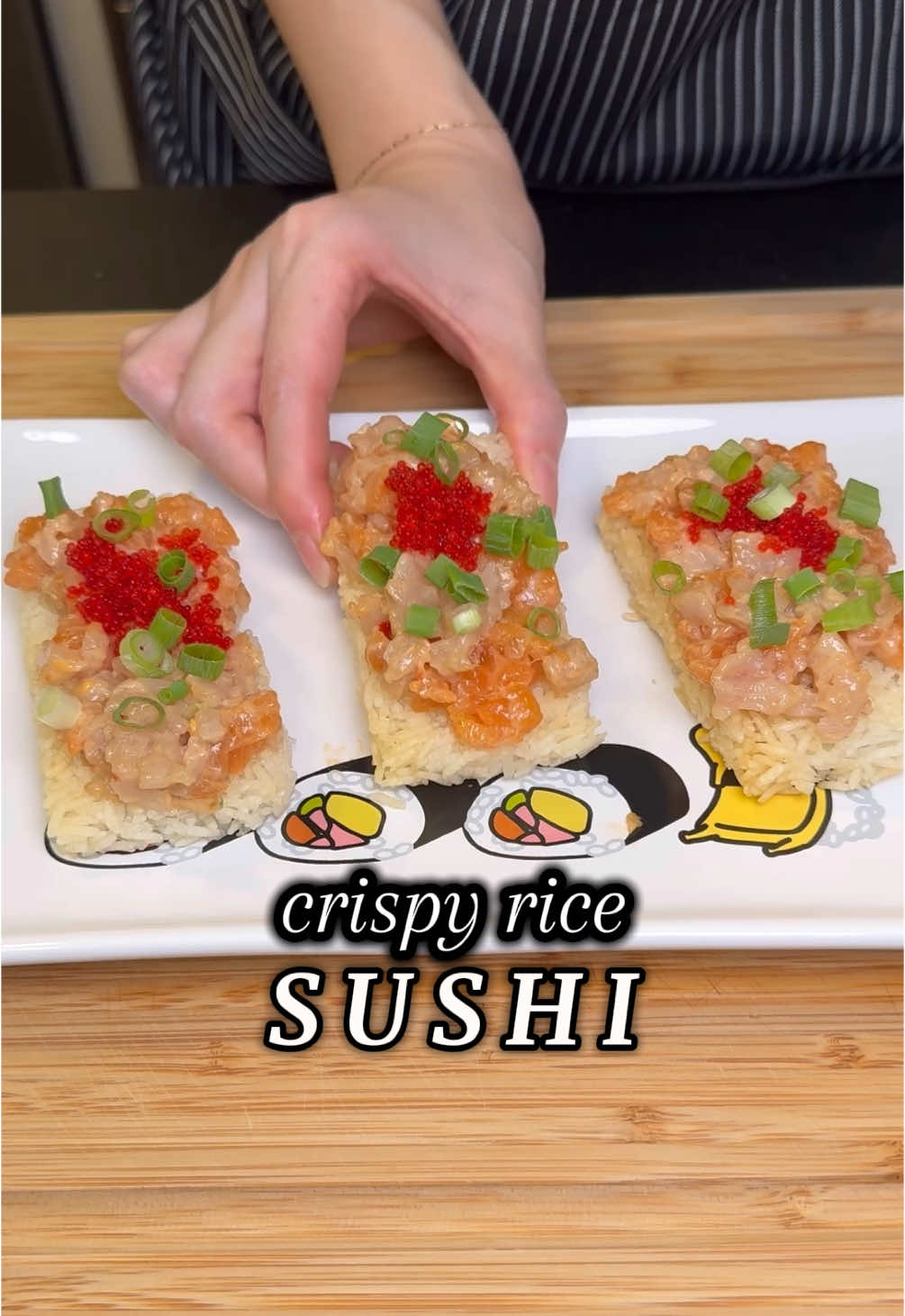 The poke saga ends here! I thought I would finish it up with the handrolls, but there was a little too much left. Then, I had this wonderful idea to make the crispy rice sushi with the airfryer. Not bad, but I’m done with poke for now 😅  1. Pack down rice into squares or any shape you prefer and freeze it for at least an hour. If you want seasoned rice, make sure to season it before this step! 2. Straight from the freezer, spray avocado oil on both sides.  3. Airfry at 380 degrees for 20 minutes.  4. Remove and layer on your poke and toppings.  5. Enjoy!  #asmr #asmrvideo #seafood #fish #dinner #EasyRecipe #Recipe #fyp #sushi 