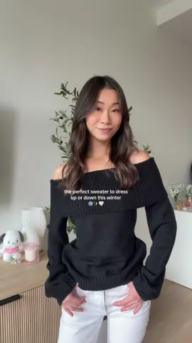 immediately adding to my winter rotation 🖤  #offshoulder #sweaters #winterfashion #winterfit #falloutfit #cozysweater #tiktokshopfinds #TikTokShopFashion #tiktokshopblackfriday #tiktokshopcybermonday   winter sweater outfit, best sweaters, fall sweater, off shoulder sweater, cozy outfit ideas, winter style outfit