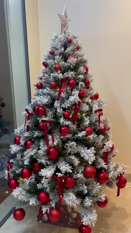 Cây thông 1m5 phủ tuyết tone đỏ 2024 #giangsinh #noel #trangtri #decor 