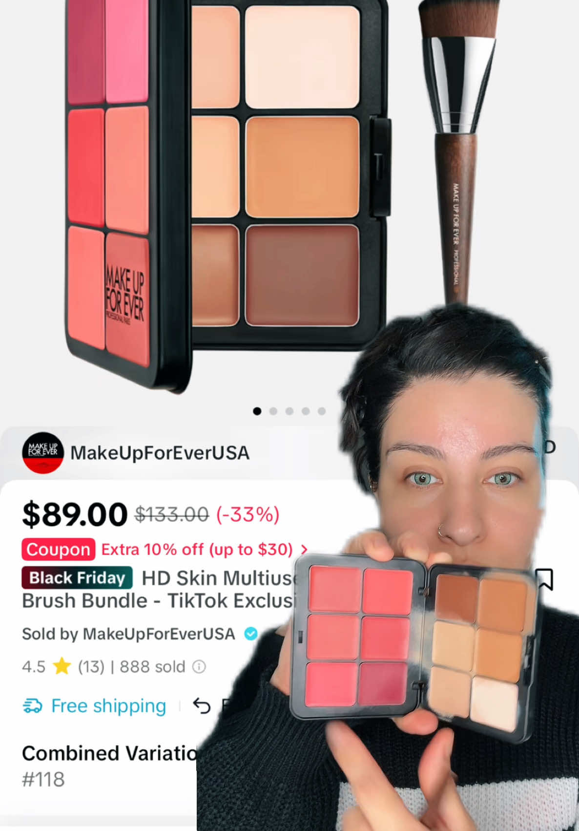 @makeupforever  HD Skin Multiuse Palette and Brush bundle is on sale 🙌👌 one of my favorites 10/10🙌👇 #makeupforever #palette #makeup #beauty #tiktokshop #tiktokshopblackfriday #tiktokshopcybermonday @MakeUpForEverUSA 