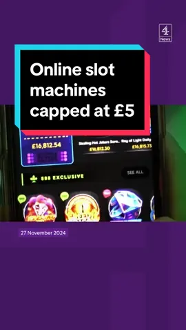 Online slot machine stakes will be capped at five pounds per spin for people aged 25 and over - as part of Government plans to tackle gambling addiction. #Gambling #SlotMachines #Addiction #Channel4News