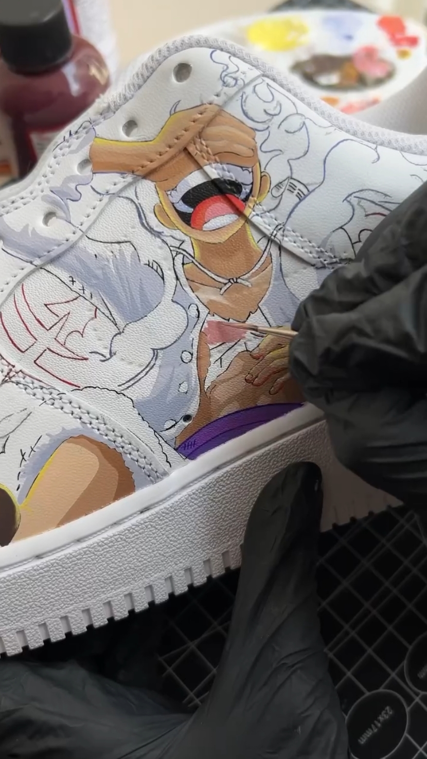 One Piece anime custom painted on Nike AF1s.  #Anime #custom #sneakers #OnePiece #customsneakers 